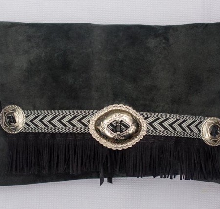 Suede Concho Clutch - black