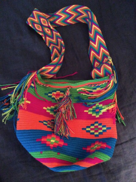 Colourful hand woven shoulder bag made in Colombia.